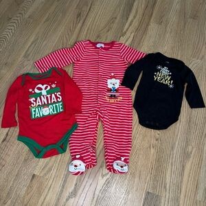 Baby Christmas New Years Eve Clothing Bundle Unisex Size 6-9 Months Holidays